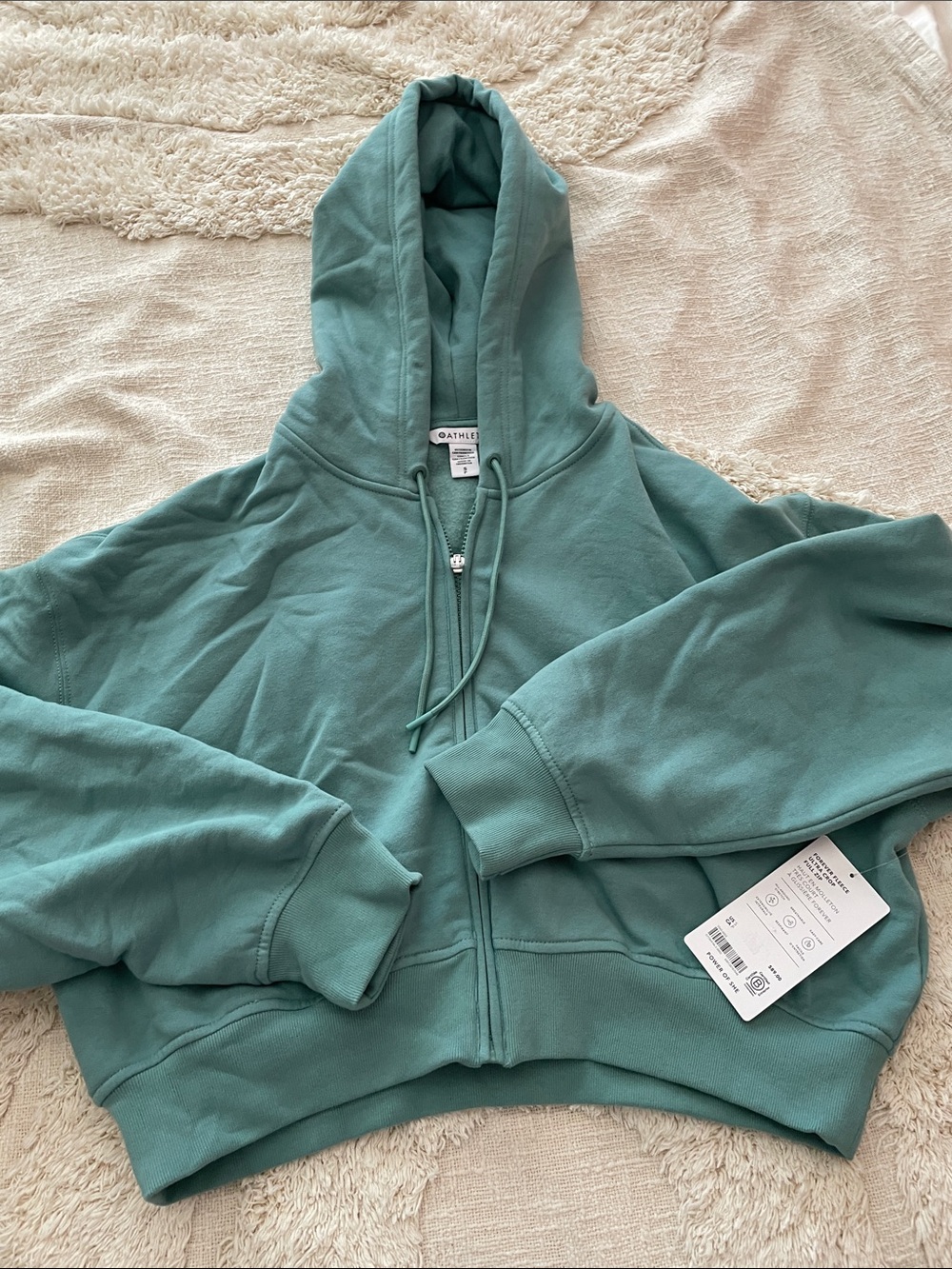 NWT ATHLETA Forever fleece ultra Crop full zip size small
